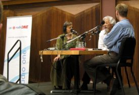 During the recording session at the CBC studios in Vancouver, BC with David Suzuki