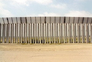 US-Mexico border in the desert.