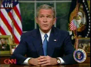 Bush on CNN during a mistaken airing of his rehersal for his primetime speech on immigration.