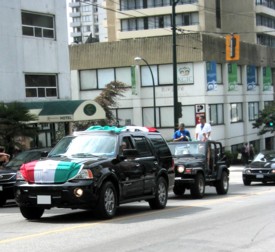 Italy fans celebrating up and down Robson Street