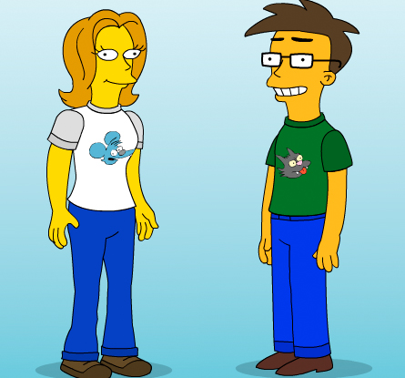 Rebecca and I as Simpsons characters