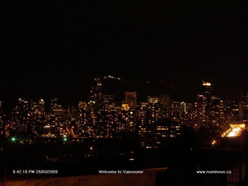 Downtown Vancouver during Earth Hour 2009 from numinous.ca